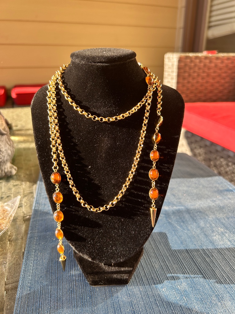 Nwt Oak & Ivy Gold-Tone Wrap Around Strand Necklace With Amber Beads
